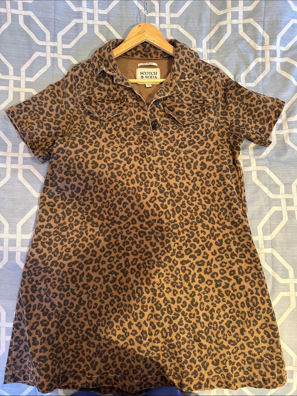 Scotch & Soda Brown & Black Leopard Polo Dress